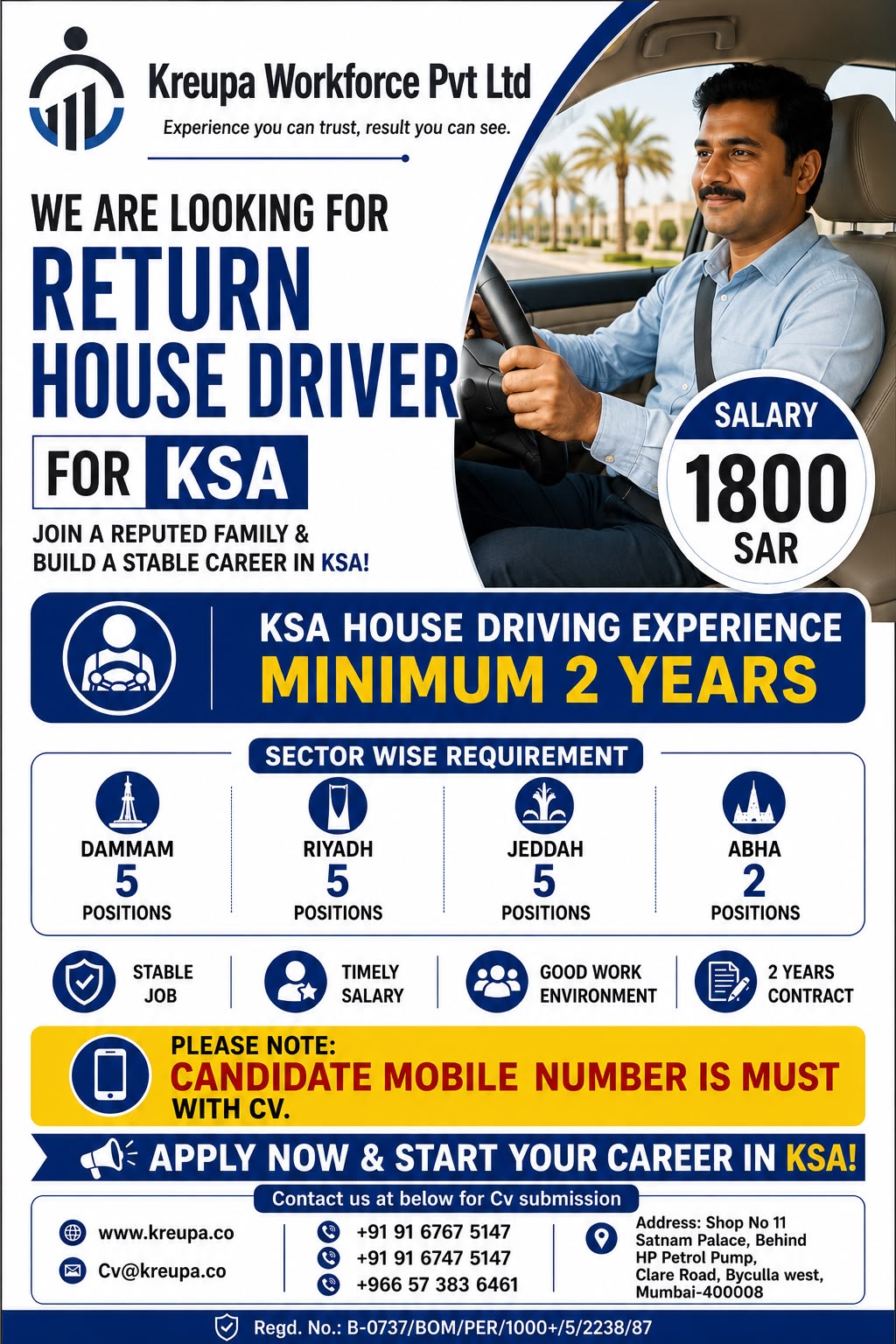 Hiring For Saudi Arabia — Kreupa Workforce Pvt Ltd, Saudi Arabia, Saudi Arabia