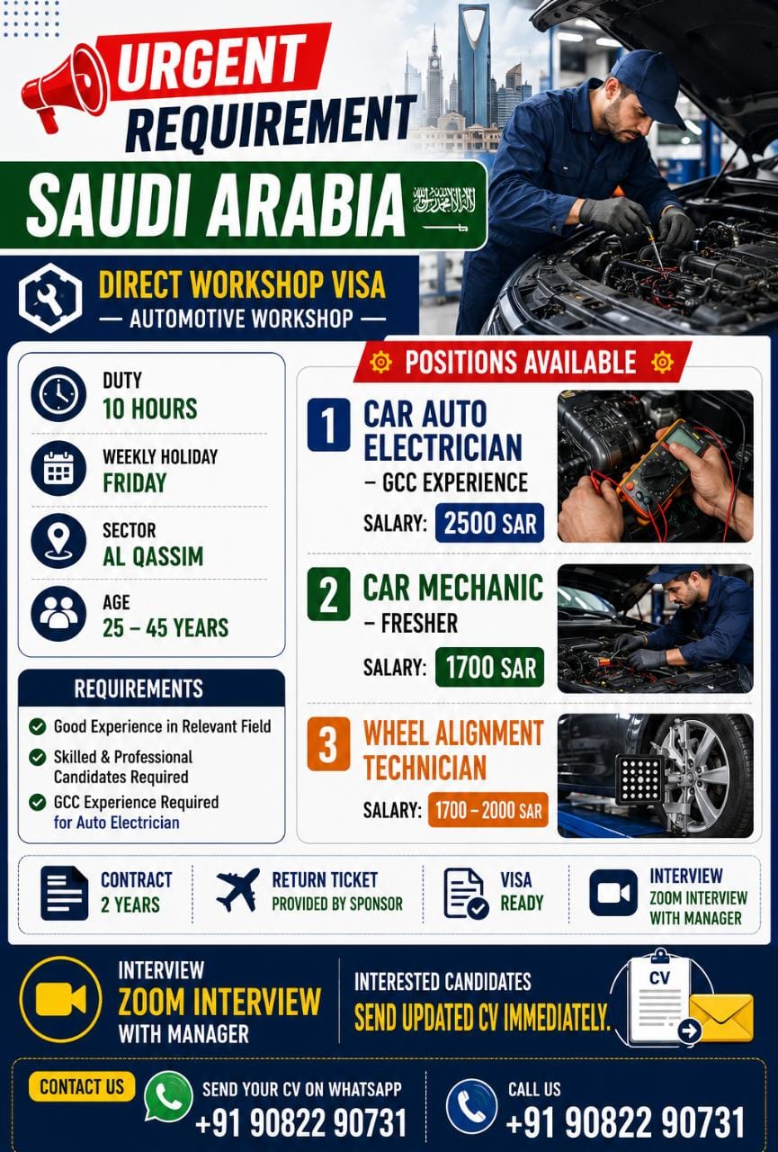 Automotive Workshop Positions - Direct Workshop Visa