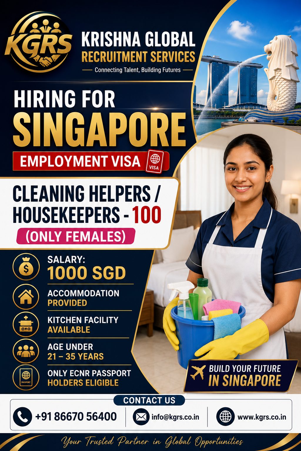 Cleaning Helpers / Housekeepers — Krishna Global Recruitment Services, Singapore