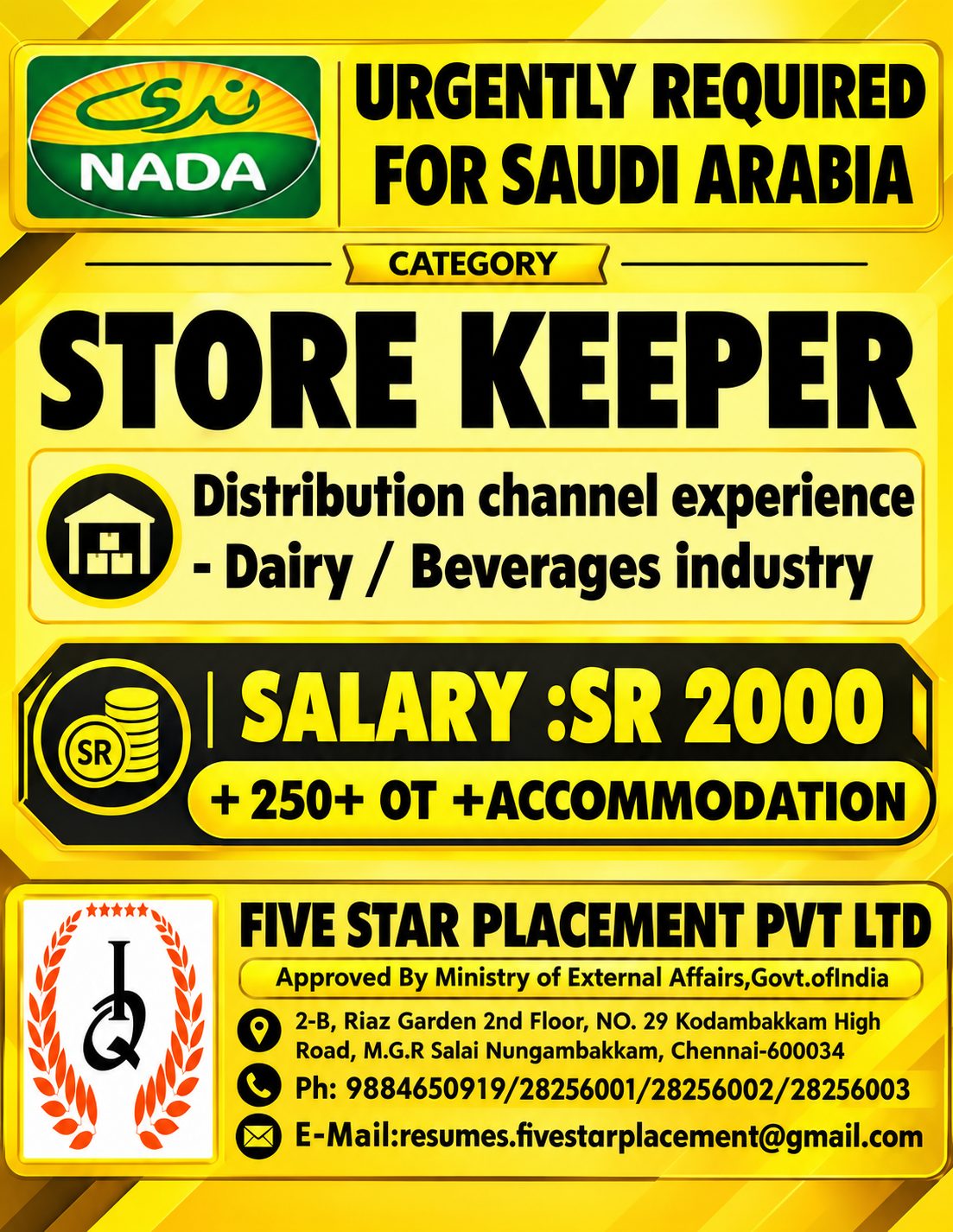 URGENTLY REQUIRED FOR SAUDI ARABIA