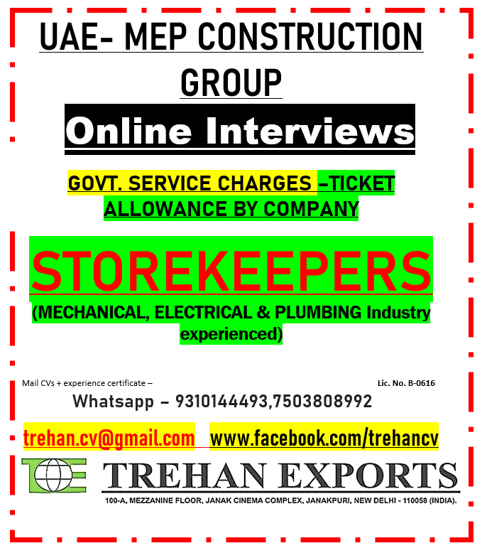 Storekeeper - MEP Construction Group