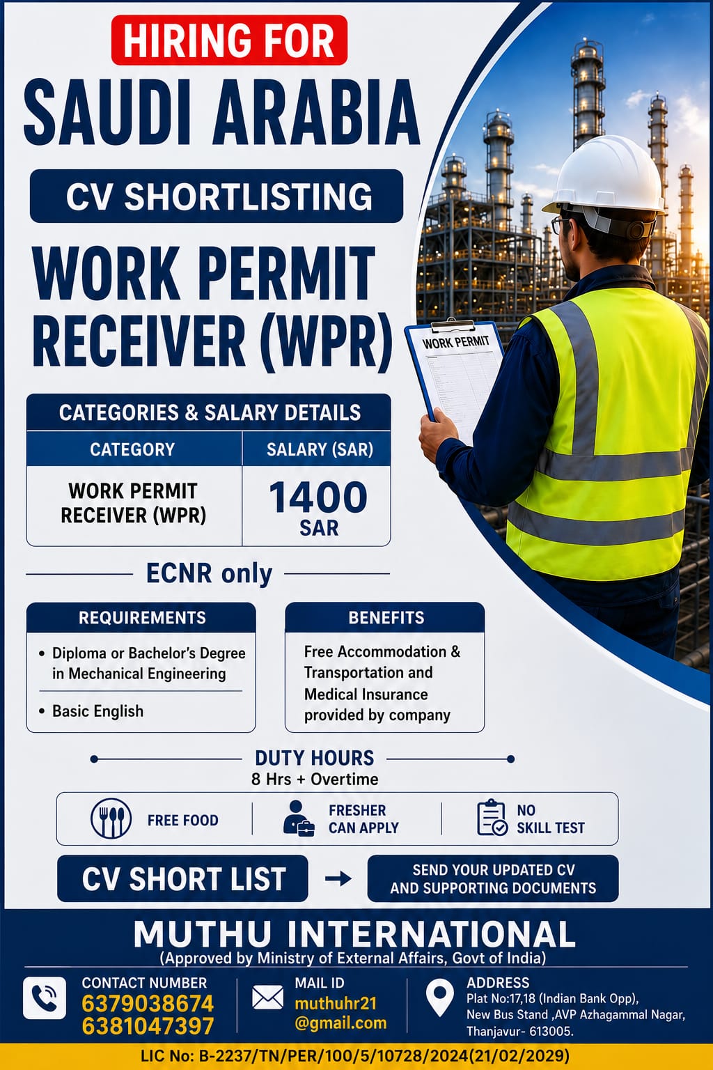 Work permit receiver...
